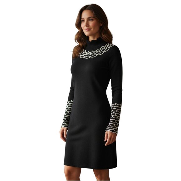 Temperley London Cashmere & Silk Black Knit Dress w/Crochet Details, Size Small - Picture 6 of 6